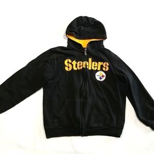 Pittsburgh Steelers Hoodie Youth Large (14-16) Stated Full-Zip Black Team App.